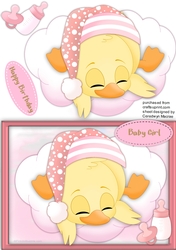Baby Girl Duck Asleep on the cloud 