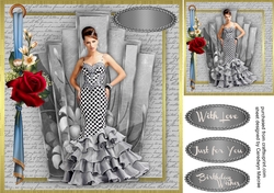 Beautiful Monochrome Art Decko with red Rose