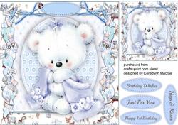 Cute Teddy With his Blue Blanket