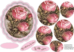 Beautiful Vintage Roses on a Scalloped Topper ( Pyramid)