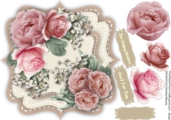 Vintage Pink Roses on a Bracket Mat