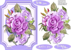 Beautiful Ross on a Lilac Shaped Mat