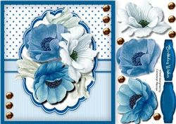 Blue Anemones in a scalloped frame 