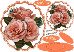 Peach Roses Easel or Topper
