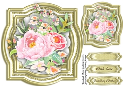 Water Coured Roses on a Gold Mat