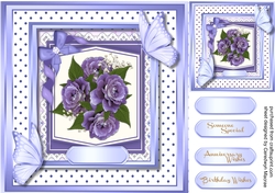 Deep Lilac Roses and Butterflys