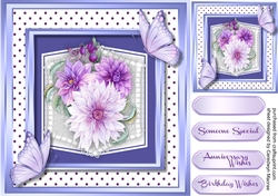 Lilac Butterflys and Dahlias 