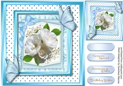 White Roses and Blue Butterflys