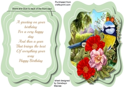 Tent card , Bird on a Branch 3