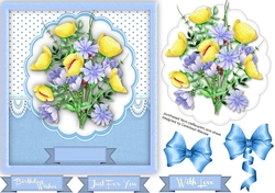 Beautiful Bouquet on a blue lace mat