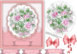 Beautiful Bouquet on a Pink lace mat 