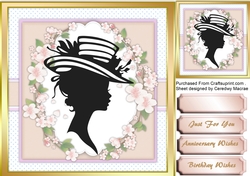 Beautiful Silhouette Lady in a pink rose Ring