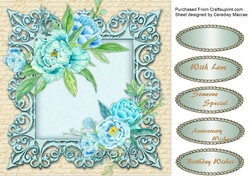 Beautiful Aqua roses on a Scallope mat