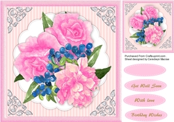 Pink Roses and Blue Berrys