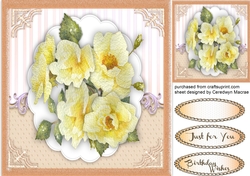 Yellow Roses on a Scalloped mat