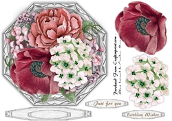 Silver Octagonal with Mixed Roses and Hydranger 