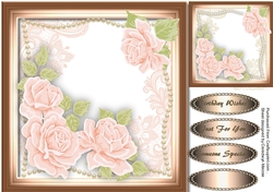 Shabby Pink Roses in a Shaped Pearl Frame