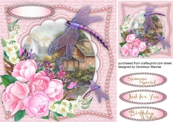 Beauriful Dragonflys and roses Pink