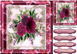 Burgundy Roses in a Flower Frame