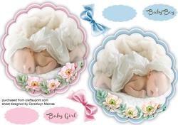 2 Beautiful Babies on a Scalloped mat 