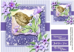 Beautiful BoHo Flowers and Bird in the Forest