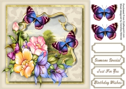 Lovely Rosy-glo roses and butterflys