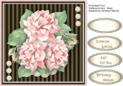 Lovely Pink Roses on striped Mono mat 