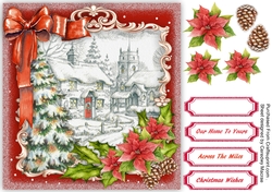 Snow Scene and Poinsettias