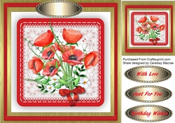 Beautiful poppys on a Saddle Stitched Mat
