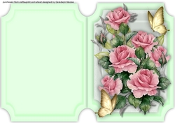 Print, cut and fold pale pink roses and butterflys