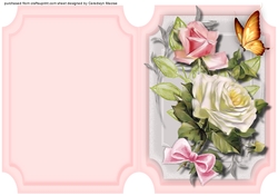 Print, cut and fold,Cream and pink roses and  butterflys   