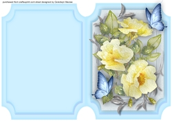 Print, cut and fold,Yellow roses and Blue butterflys