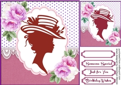 Beautiful Wine  Silhouette Lady with Roses