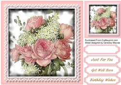 Stunning roses and Lilac in a lace Mat