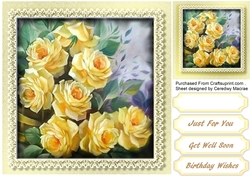 Yellow roses on a Golden lace Mat