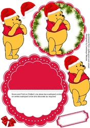 Rocker Card ,  Winnie in his Christmas Hat 