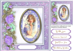 Beautiful Vintage Lady on a Lilac mat