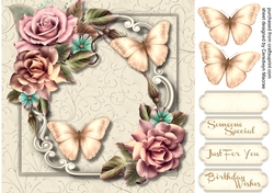 Champagne Roses and Golden Butterflys