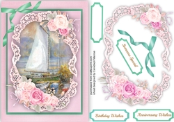 Beautiful Pink Roses on Shaped lace