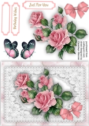 Beautiful Pink french Roses on lace