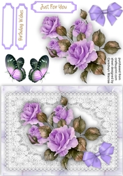 Beautiful Lilac french Roses on lace