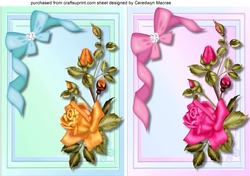 2 Floral Rose and Bow Topper