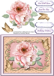 Pink Roses on a Scroll mat  