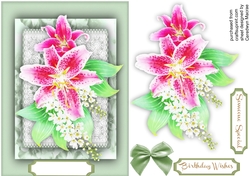 Beautiful Pink Lillies on lace