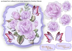 Lilac Love Roses and Butterflys