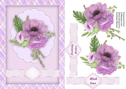 Violet  Anemones on a Scalloped mat 