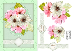 Pink Anemones on a Scalloped Mat