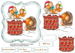 Shaped Topper , Rooftop Santa Mice