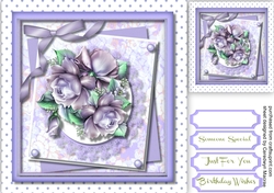 Lovely Lilac Roses on a Lace Mat 