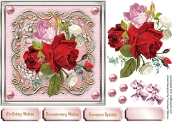 Beautiful Roses on a Ornate Mat